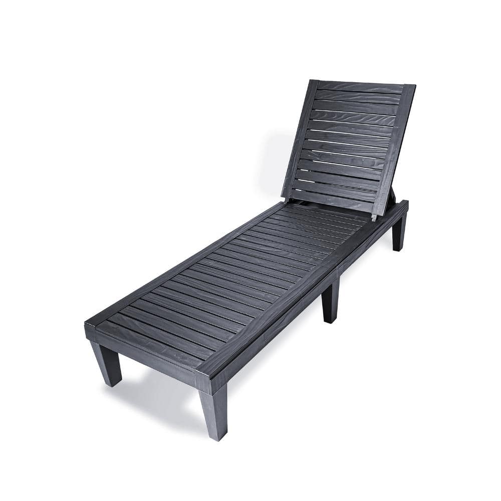 DUKAP OSLO Black Composite Outdoor Reclining Chaise Lounger ODKOSL-BLK