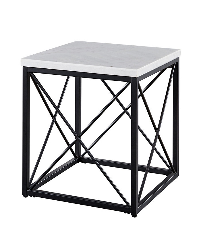 Steve Silver Skyler 22 Square Marble and Metal End Table