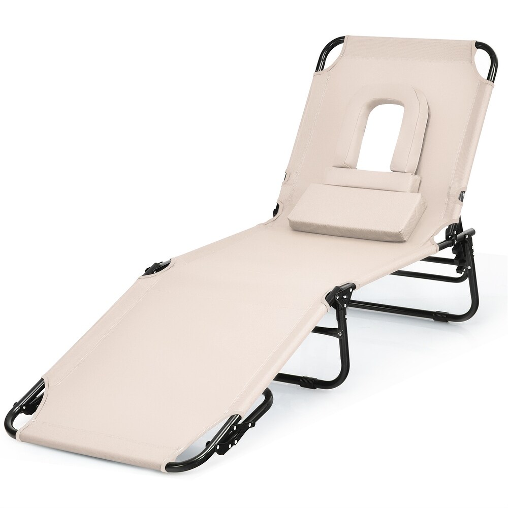 Outdoor Folding Chaise Beach Pool Patio Lounge Chair Bed