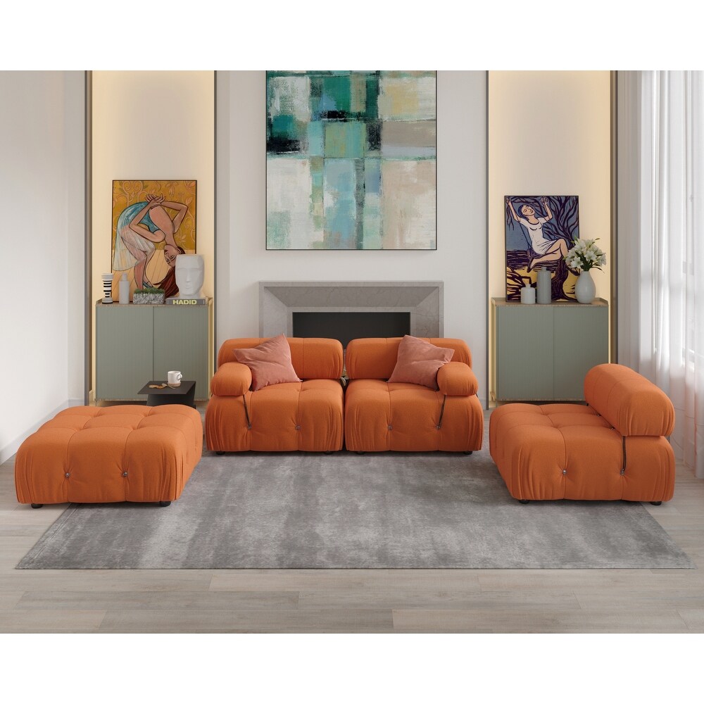 L shape Teddy Sectional Sofa Soft Couch