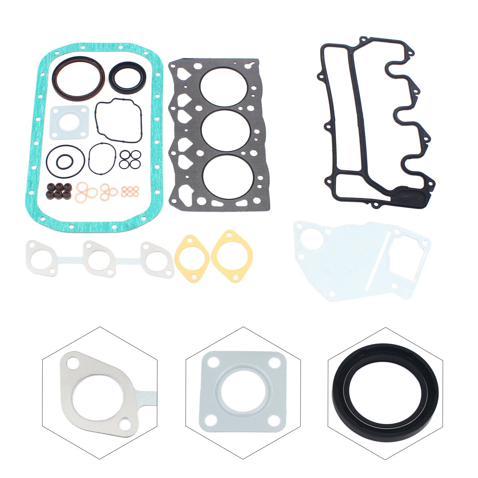 For Isuzu 3LD1 Engine Full Gasket Kit Head Gasket  Replacement STD Full Gasket Kit Set w/Cylinder Head Gasket Fits For ISUZU 3LB1 Engine Engine Overhaul Full Gasket Kit