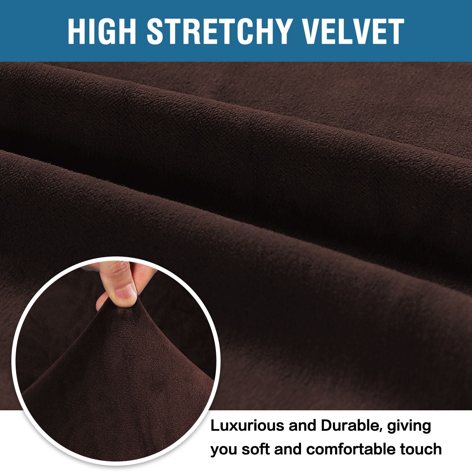 H.VERSAILTEX 1-Piece Luxury Velvet Armchair Stretch Slipcover, Brown