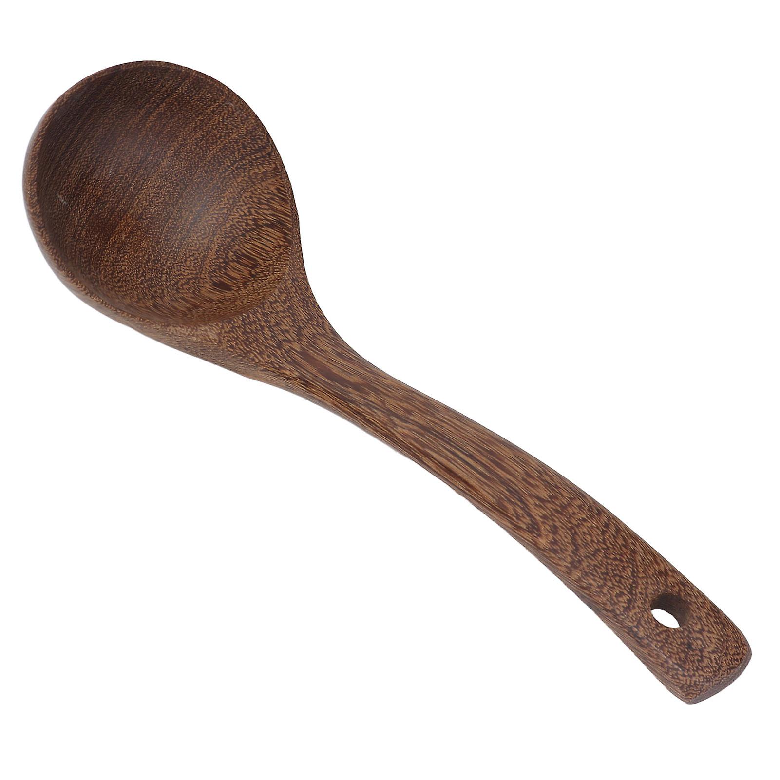 Wooden Soup Spoon Wenge Cooking Utensil Round Hanging Hole for Tea Coffee Dessert Sugar SaladCurved Handle Small Size