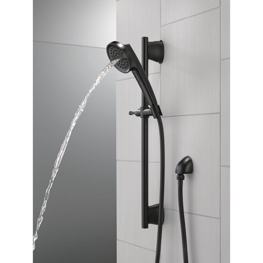 Delta 3-Spray Patterns 1.75 GPM 2.81 in. Wall Mount Handheld Shower Head with Slide Bar in Matte Black 51386-BL