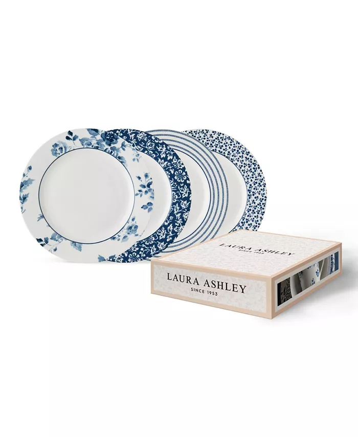 Laura Ashley Blueprint Collectables Mixed Designs Plates in Gift Box Set of 4