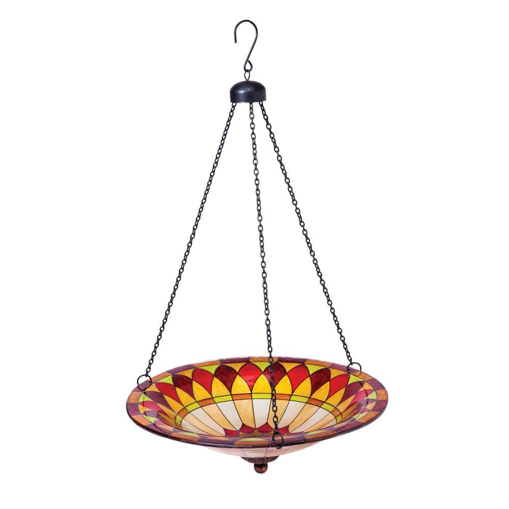 Evergreen  14 in. Glass Hanging Birdbath 2GB218