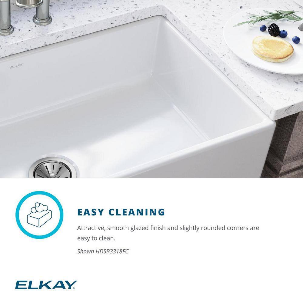 Elkay Burnham White Fireclay 33 in. Single Bowl Farmhouse Apron Kitchen Sink HDSB3318FC