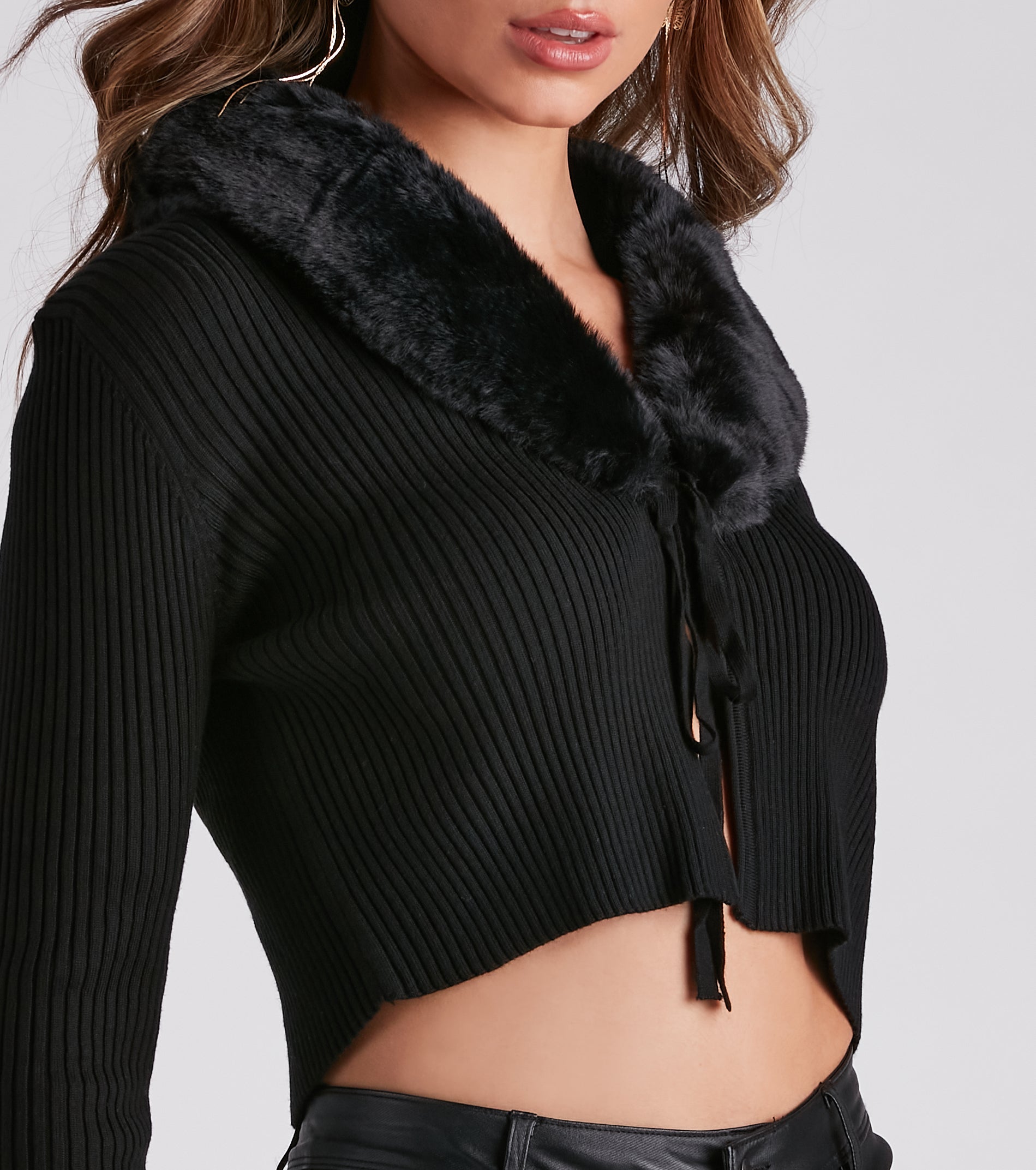 Fur Real Slay Knit Crop Cardigan