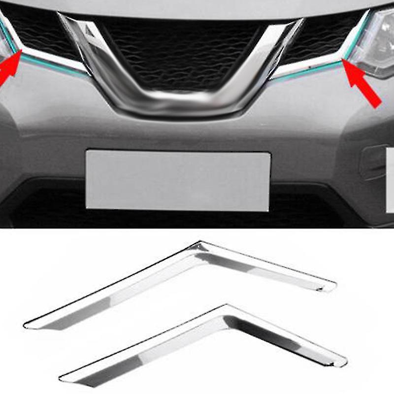 2pcs Chrome Front Mesh Grille Grill Head Light Cover Trim For Rogue T32 2014 2015 2016