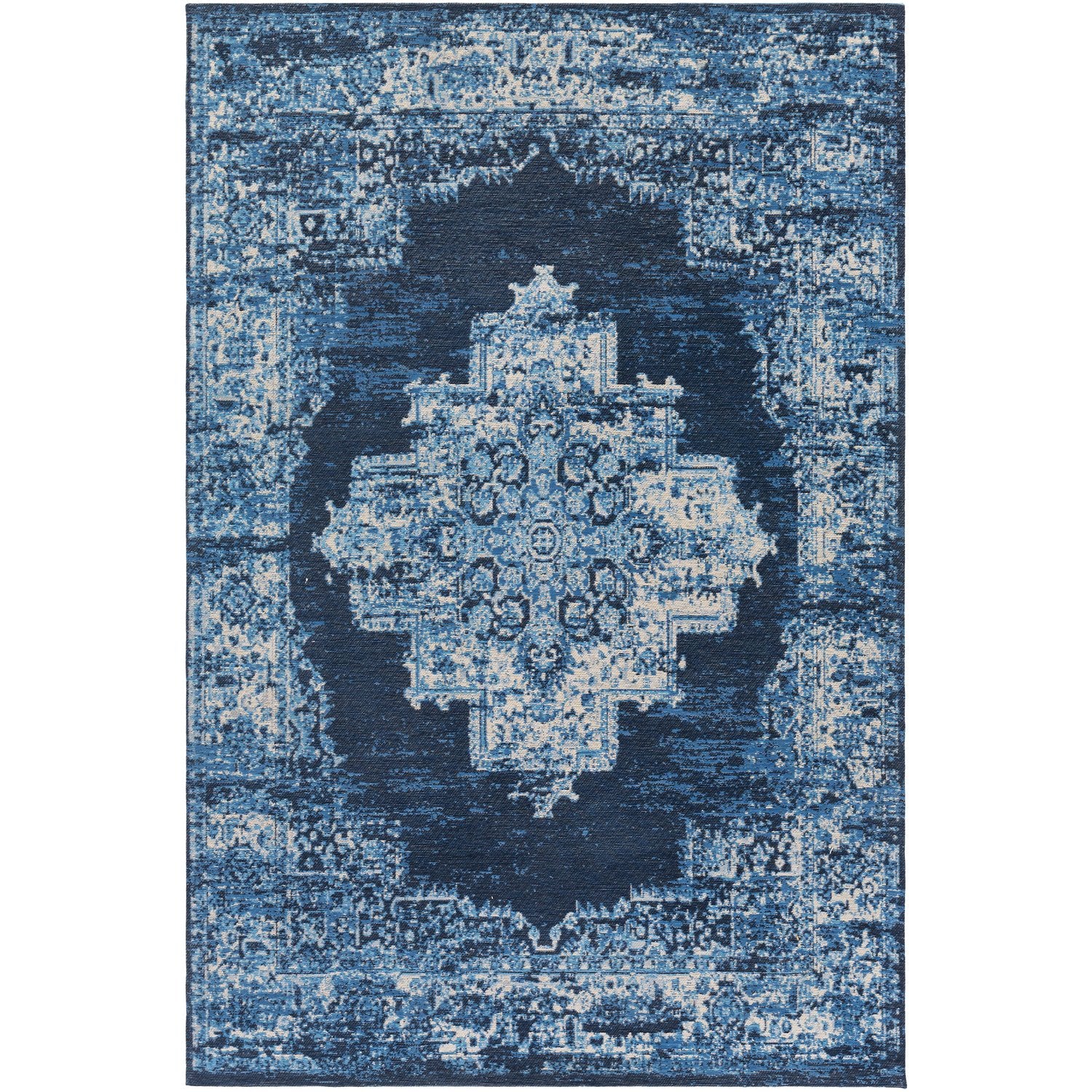 Amsterdam Hand Woven Rug in Navy, Sky Blue, Camel, Beige, Medium Gray