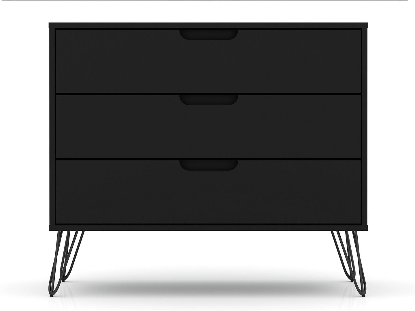 Manhattan Comfort Rockefeller 3-Drawer Black Dresser (Set of 2)