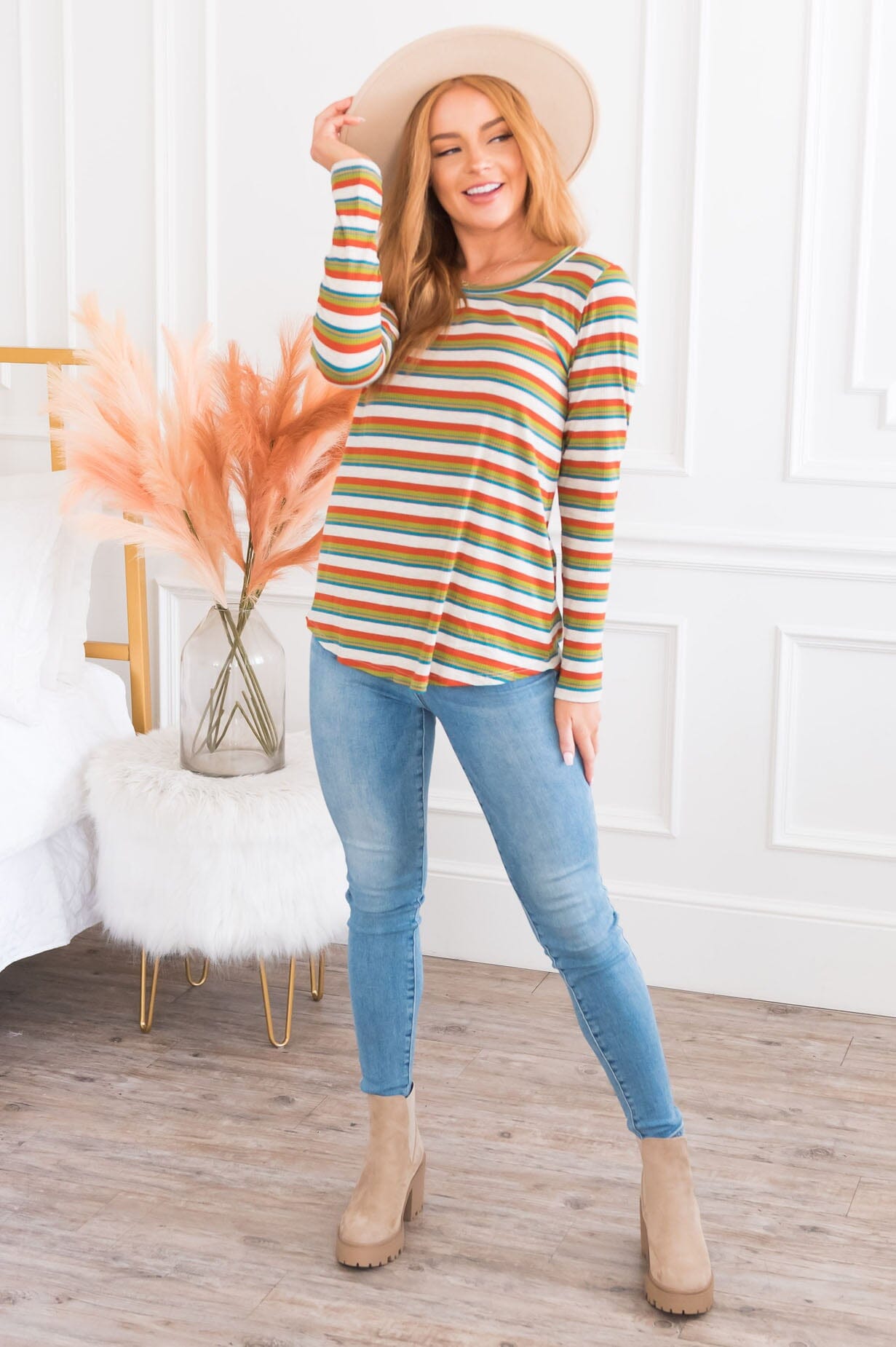 Come On And Dance Modest Ribbed Top