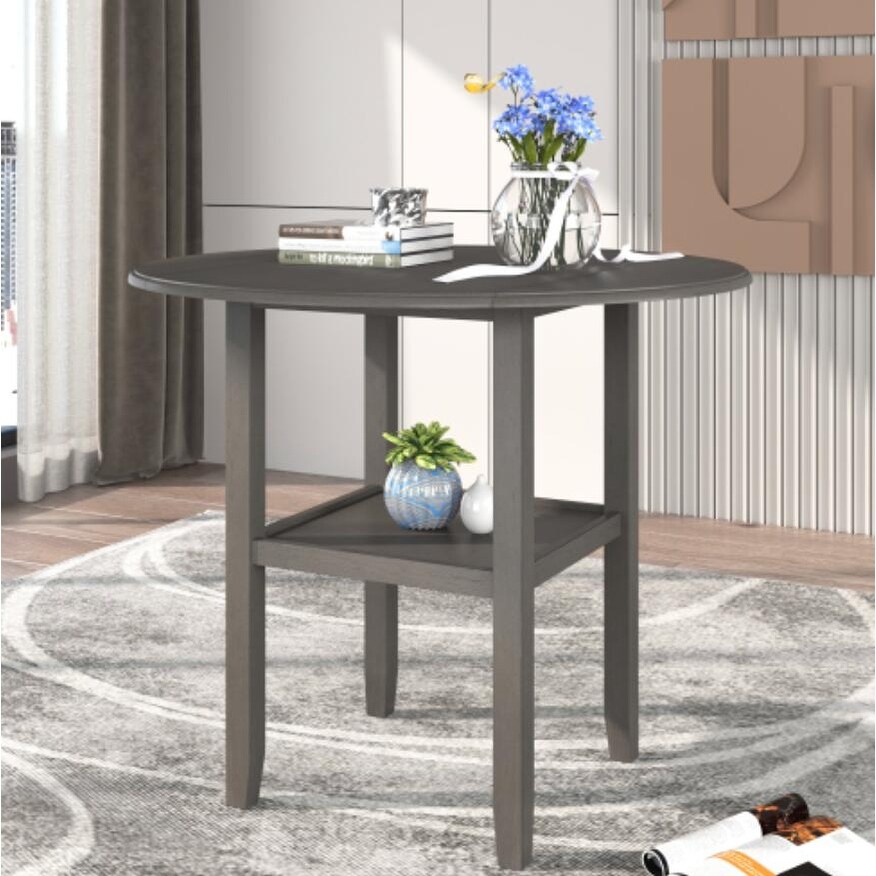 Round counter height kitchen dining table in Grey