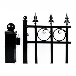 ALEKO 2 in. x 2 in. x 90.5 in. Black Steel Fence Post FPOST-HD