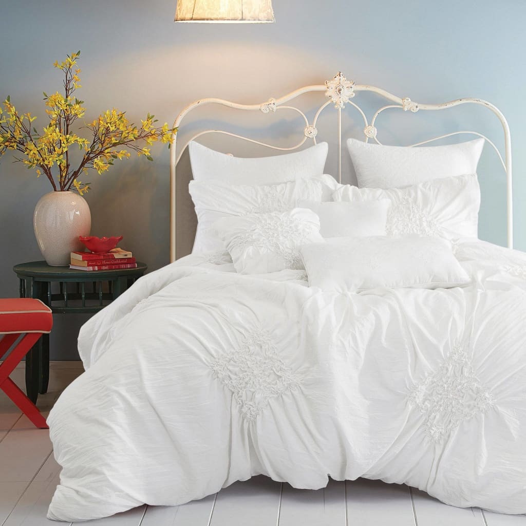 Pinched White and Mint Comforter Set - 8 Piece Set