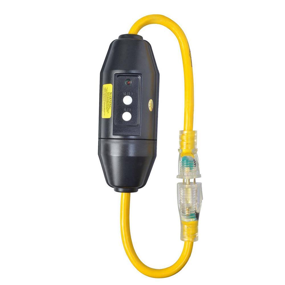 Yellow Jacket 2 ft. 123 SJTW In-Line GFCI Heavy-Duty Cord with Power Light Plug 2817