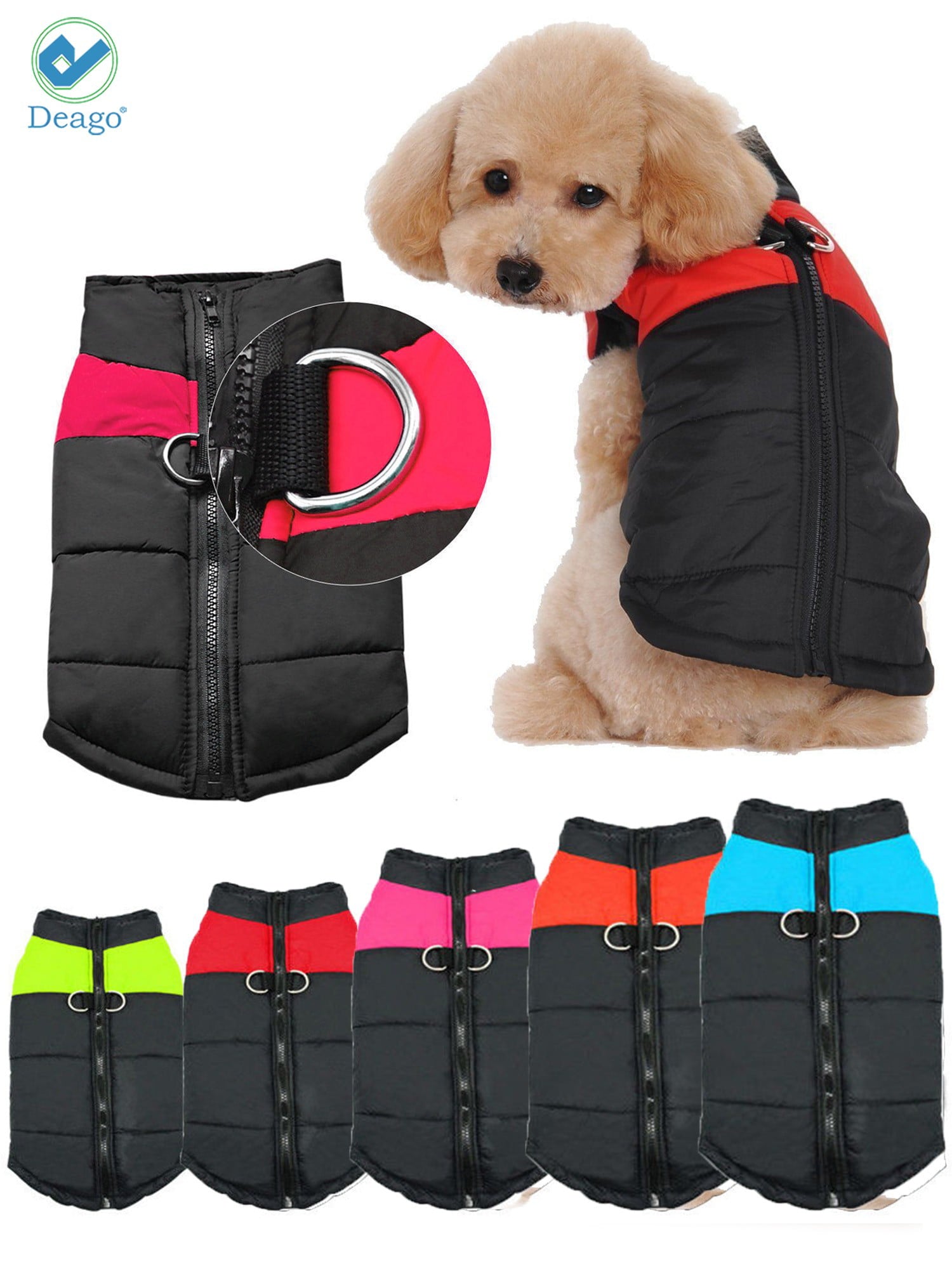 Deago Dog Warm Vest Jacket Coat Pet Waterproof Cold Winter Cat Clothes for Small Dogs Up to 15lbs