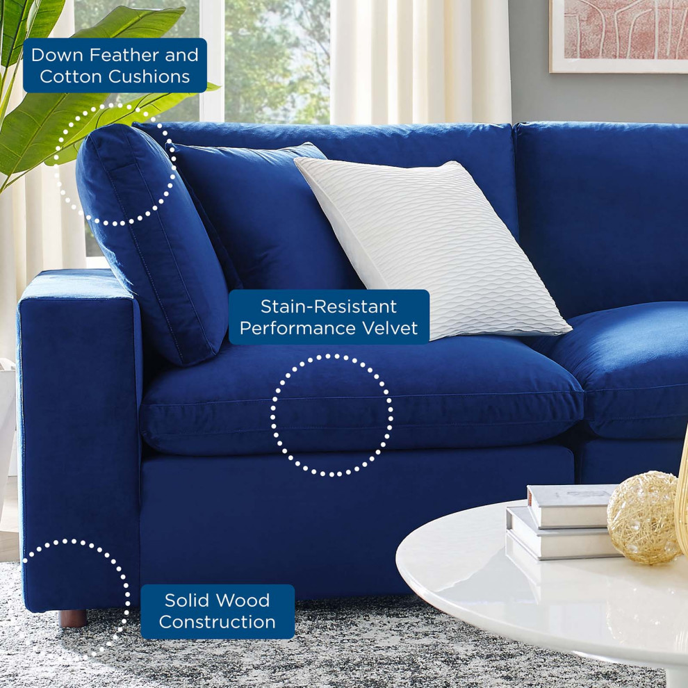 Commix Down Filled Overstuffed Performance Velvet Loveseat   Contemporary   Loveseats   by ShopFreely  Houzz