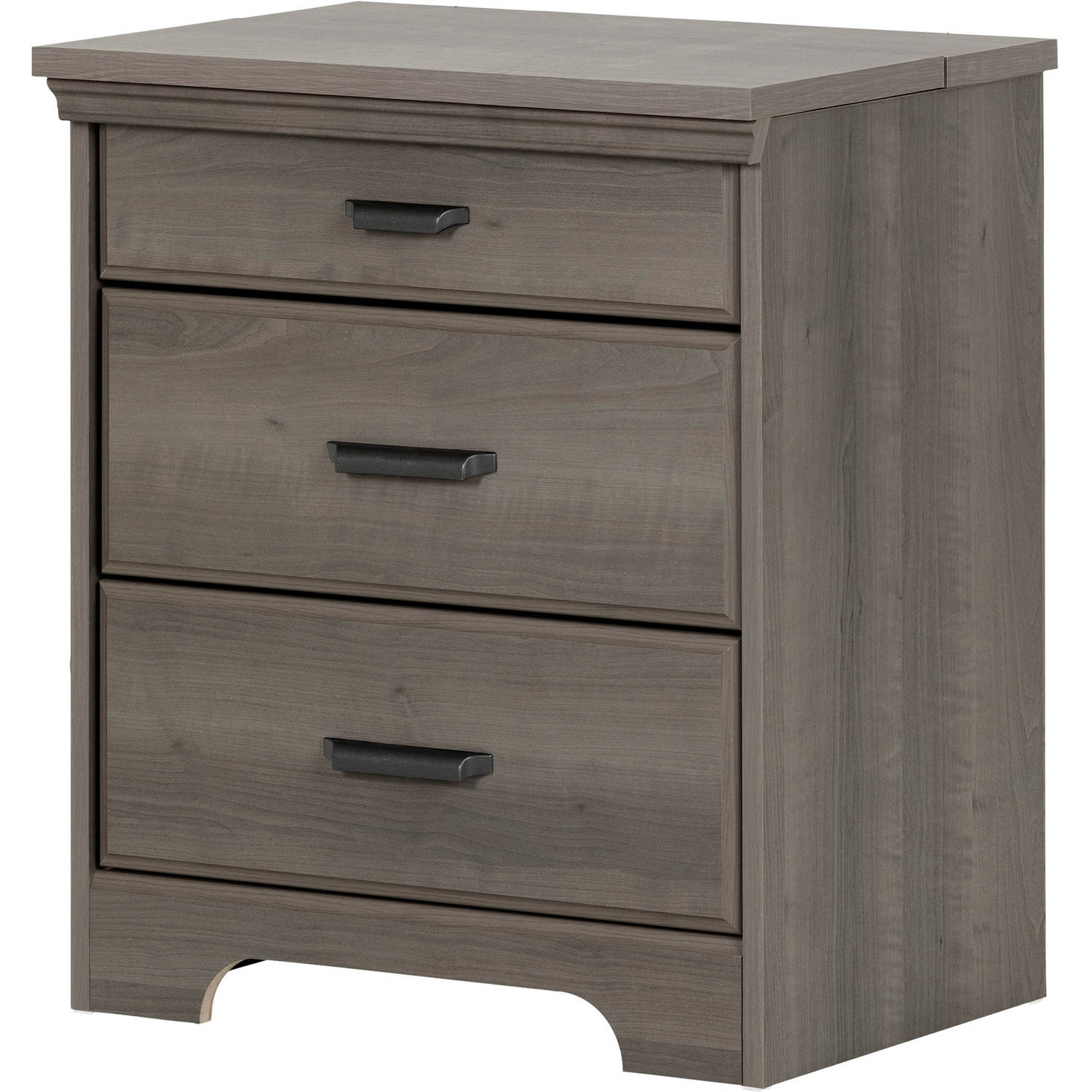 South Shore Versa Nightstand with Charging Station and Drawers， Multiple Finishes