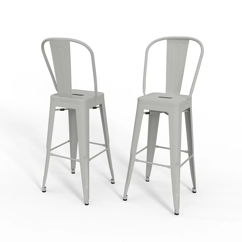 Simpli Home Fletcher Industrial Metal Bar Stool 2-Piece Set