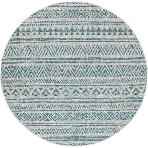 Eagean Traditional Indoor/Outdoor Aqua Rug