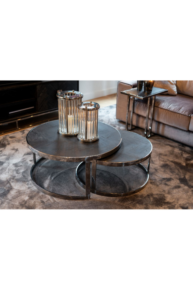 Round Silver Nesting Coffee Tables (2)  OROA Blackbone   Contemporary   Coffee Table Sets   by Oroa   Distinctive Furniture  Houzz