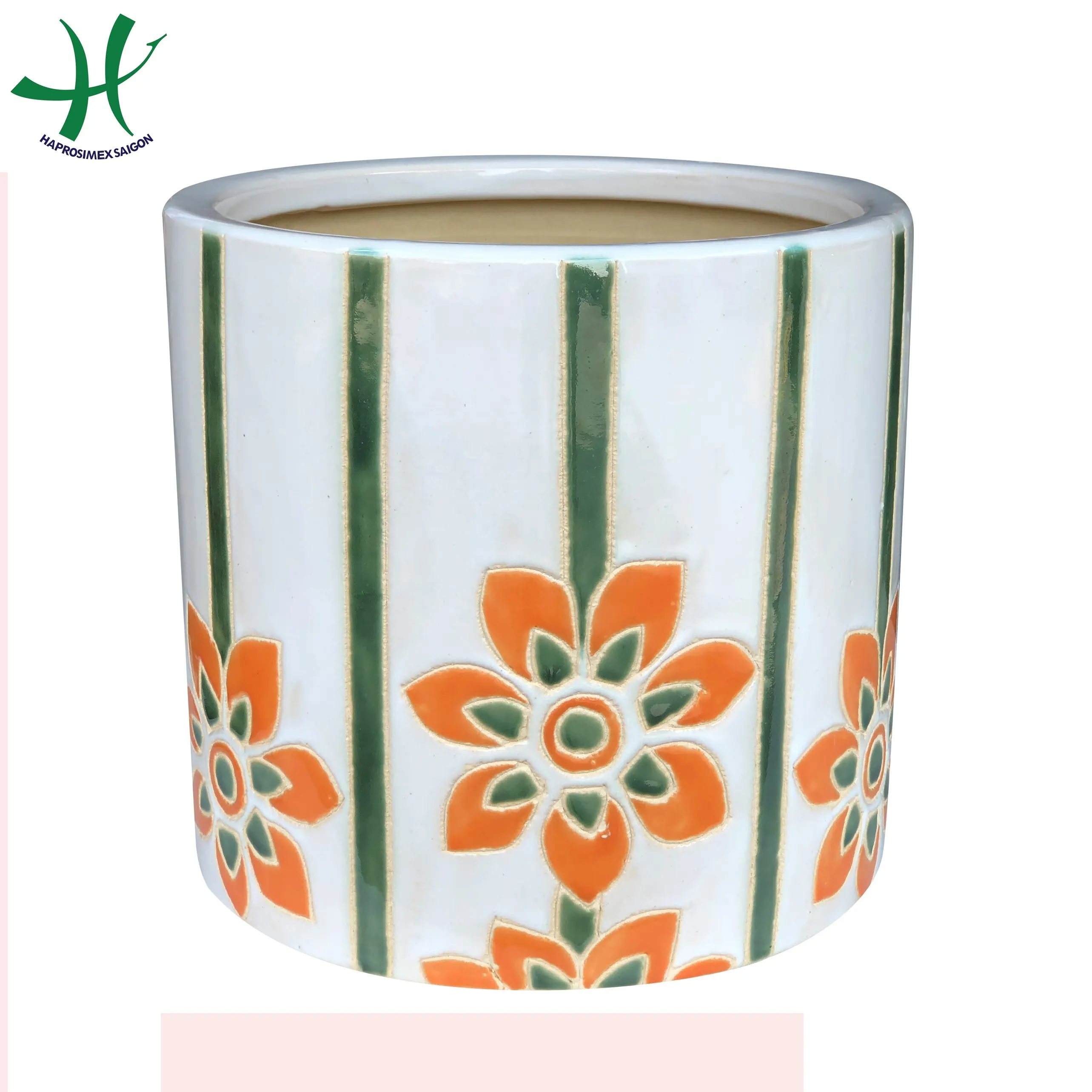 Round Ceramic Planter Flower pot with new new designs and multi colors  set of 4 ( HG 15 1146/4)