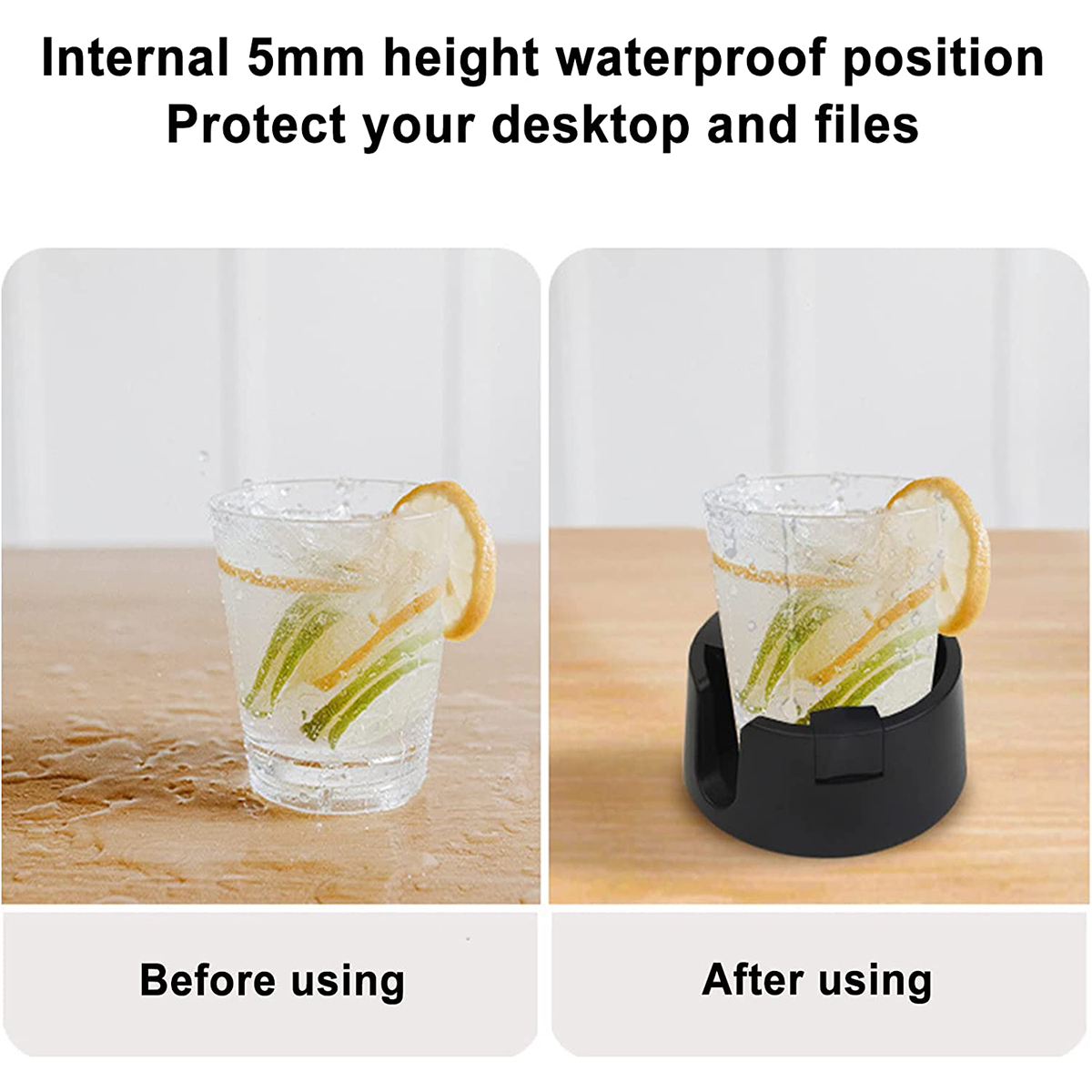 IWNTWY Anti-Spill Cup Holder Adjustable Desk Drink Holder Non-Tipping Table Coaster Cup Holder for Couch Bed RV Office Home - Black