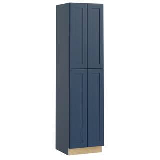 Home Decorators Collection Newport Blue Painted Plywood Shaker Stock Assembled Pantry Utility Kitchen Cabinet Soft Close 24 in. x 90 in. x 24 in. U242490-NMB