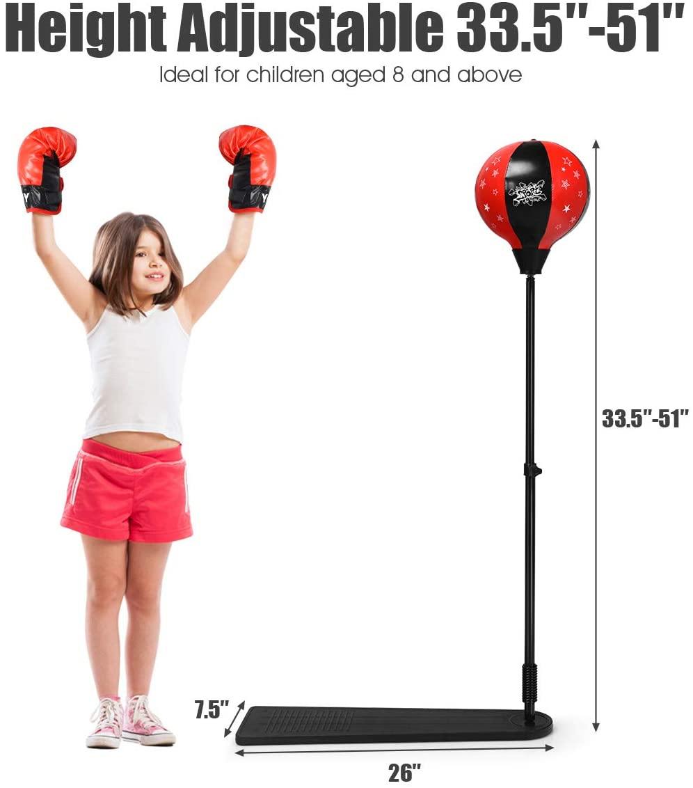 Kids Punching Bag, Height Adjustable Boxing Set