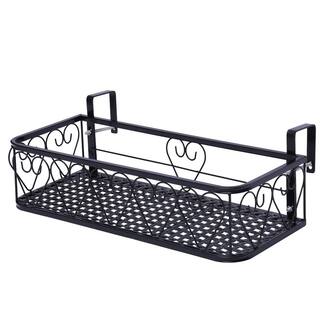 YIYIBYUS 7.87 in. x 19.68 in. x 4.72 in. IndoorOutdoor Plant Stand Iron Square Hanging Flower Pot Rack Basket for Balcony OT-ZYL-2703