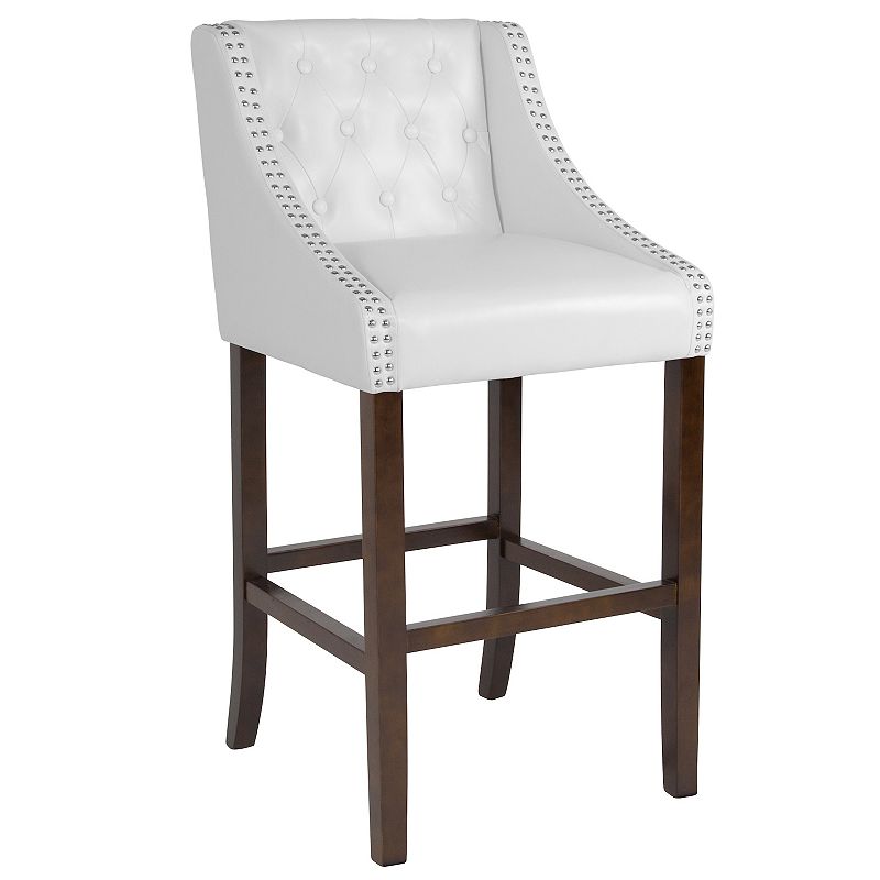 Merrick Lane Hadleigh Upholstered Barstool 30 High Transitional Tufted Barstool with Accent Nail Trim