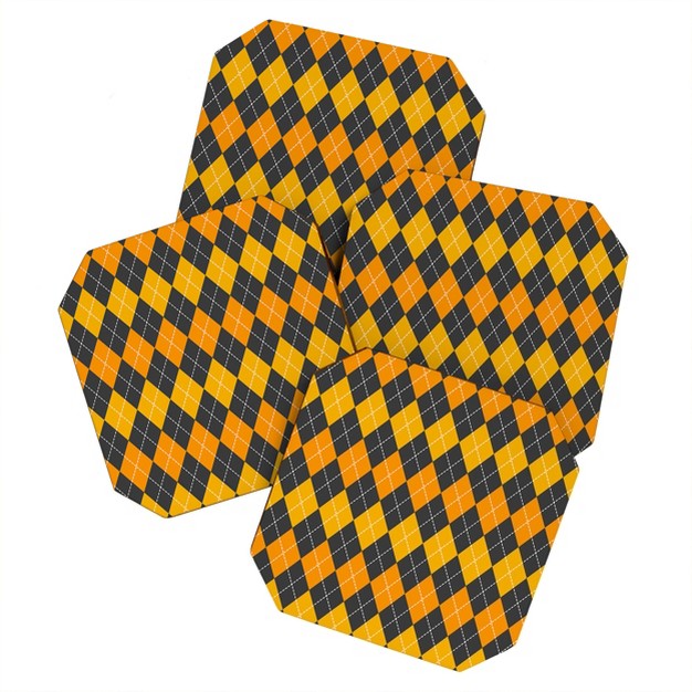 Avenie Halloween Collection Argyle Coaster Set Deny Designs