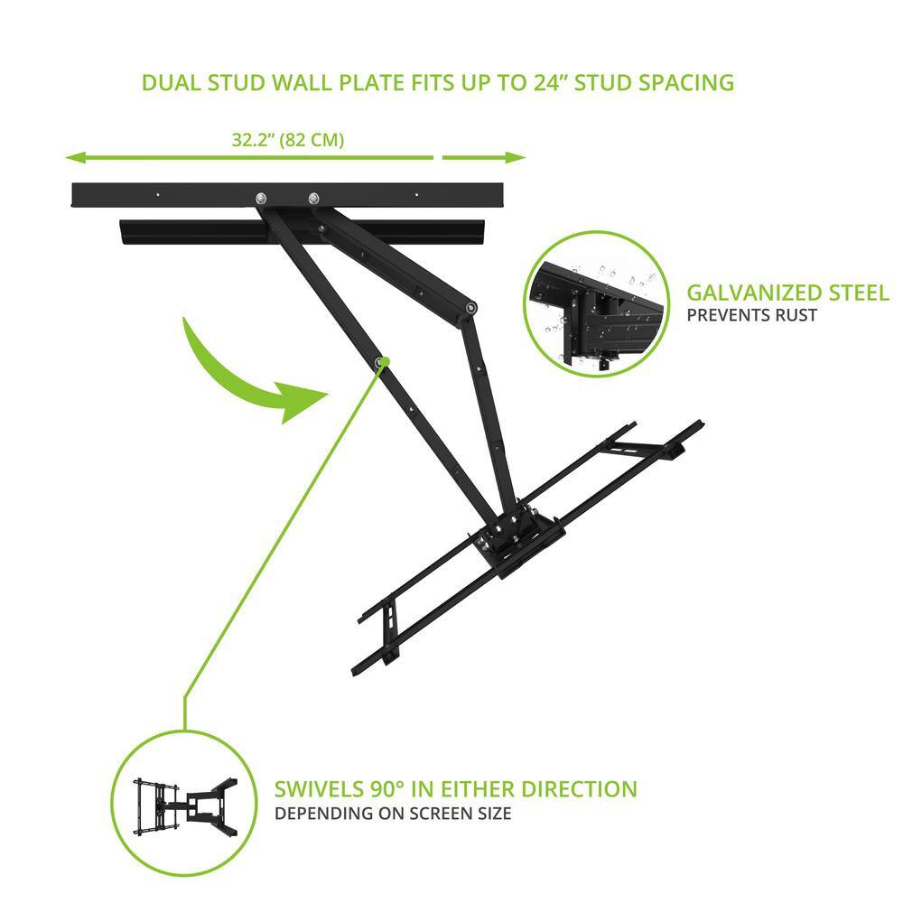 KANTO Galvanized Outdoor Full Motion TV Wall Mount with 31 in. Extension for 42 in. - 100 in. TVs PDX700G