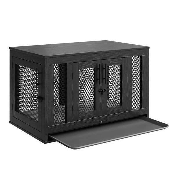 Dog Crate with Cushion and Tray Heavy Duty Dog Kennel Double Doors