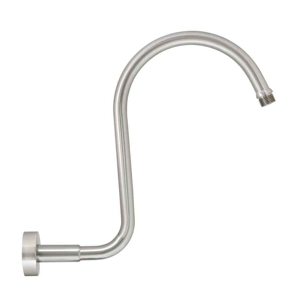 MODONA Gooseneck Rain Shower Arm with Flange Satin Nickel AC42-A-N