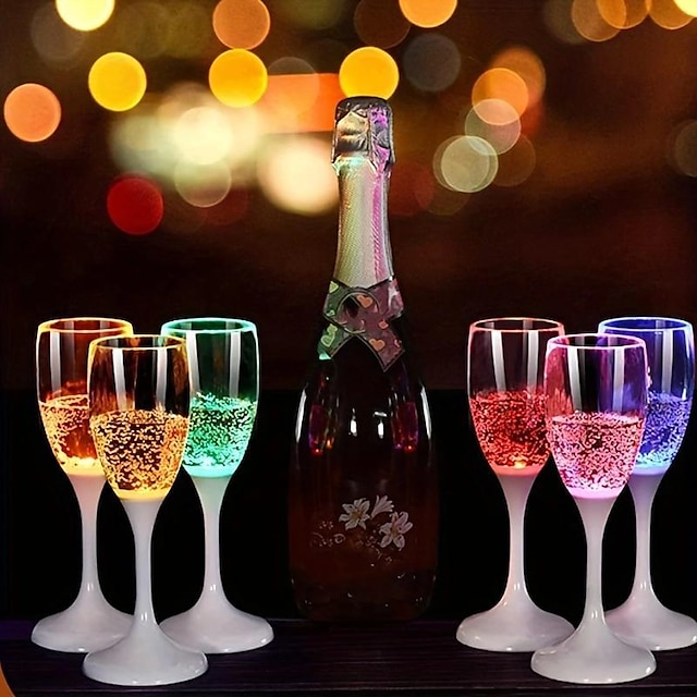 LED Glowing Light-Up Goblet Food Grade Plastic Light-Up When You Pour Water for Wedding Birthday Party Glow Wine Glass Cup