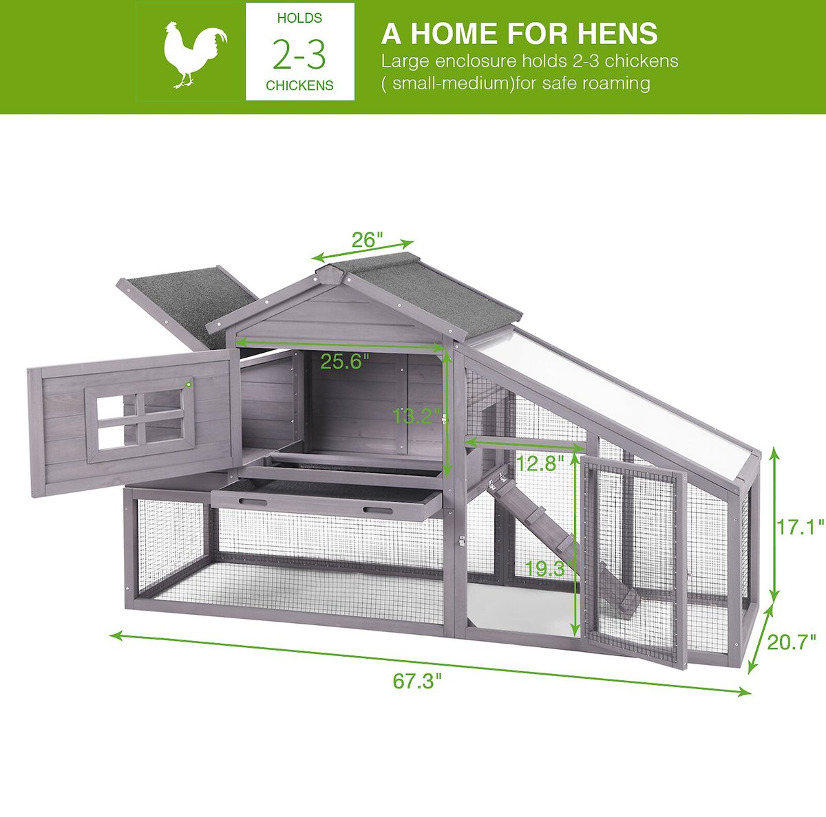 Aivituvin Rabbit Hutch and Chicken Coop， 39.4-in