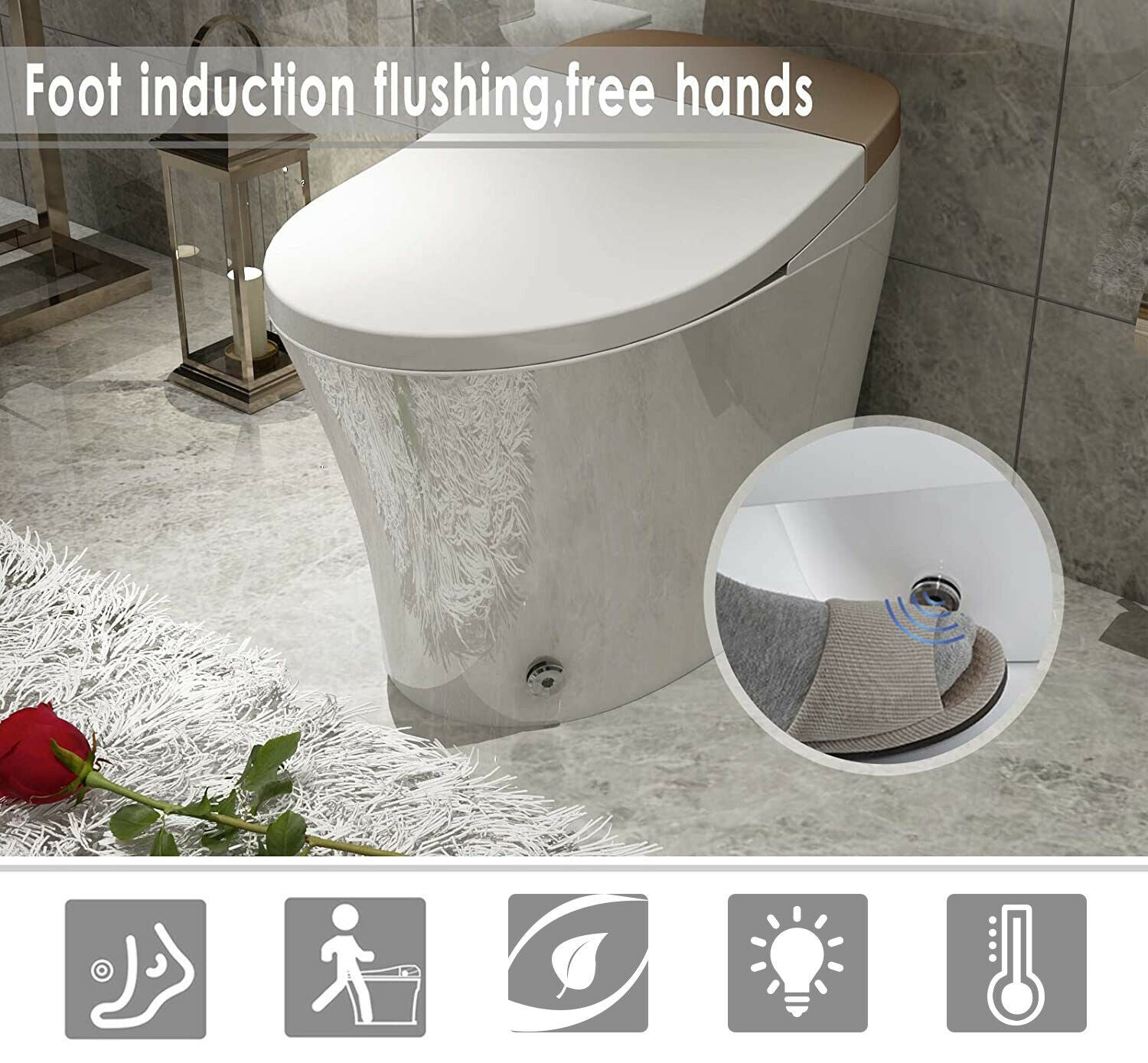 COSVALVE Intelligent Smart Toilet Auto Flush Heated Seat with Integrated Multi Function Remote Control