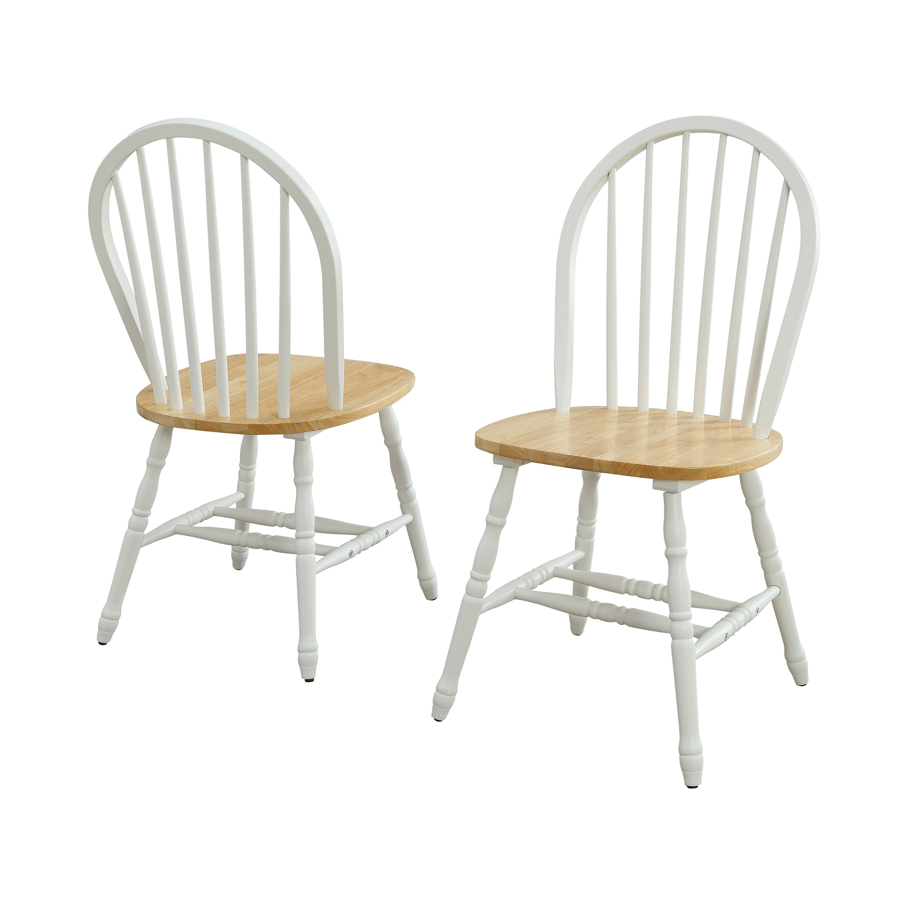 Better Homes and Gardens Autumn Lane Windsor Solid Wood Dining Chairs， White and Oak (Set of 2)