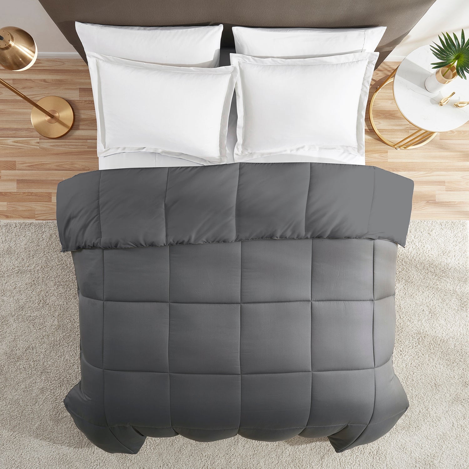 Nestl Gray All Season Goose Down Alternative Comforter, King/Cal King, Ultra Soft, Quilted Duvet Insert