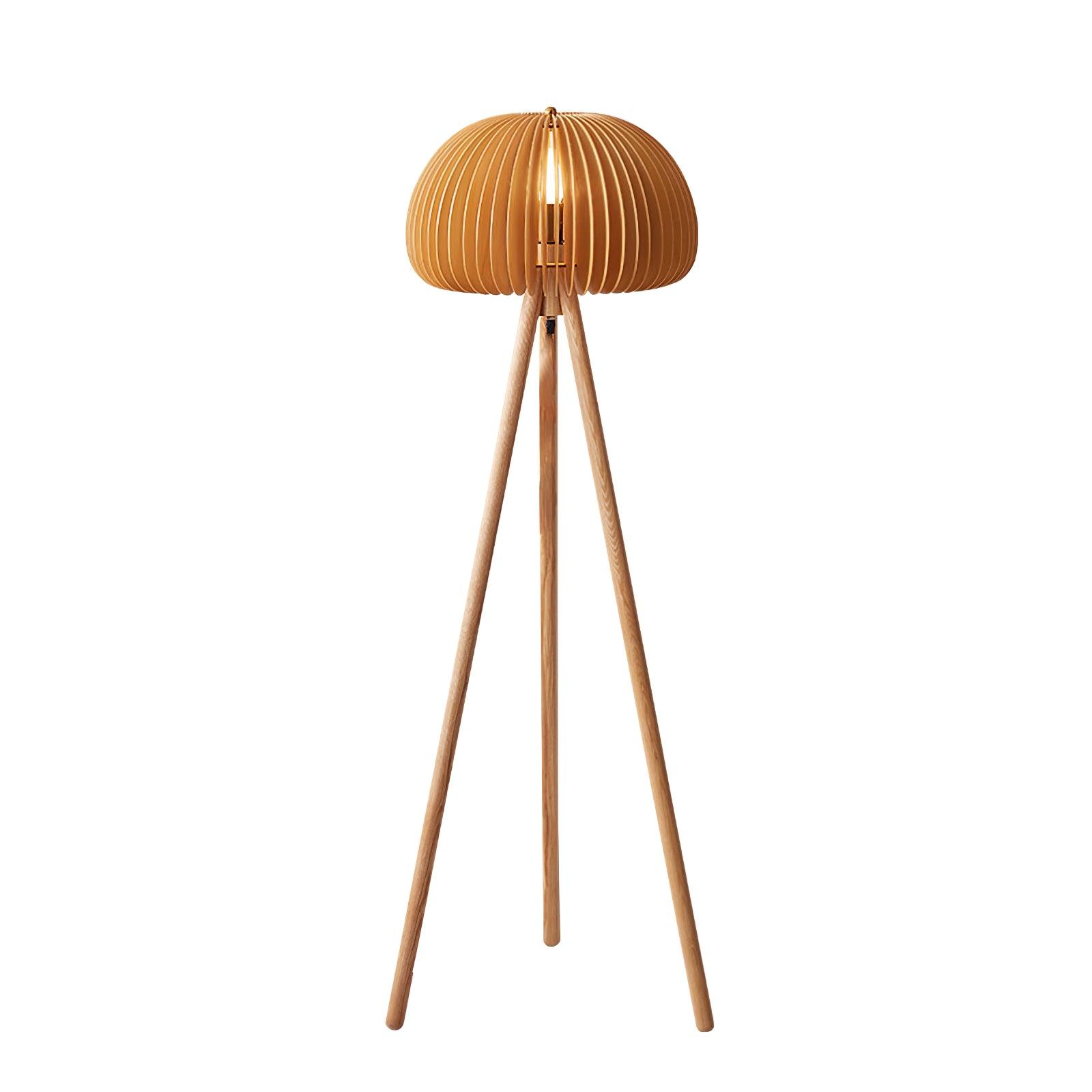 Wooden Pumpkin Floor Lamp