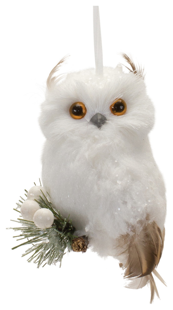 Feathered Owl Ornament  6 Piece Set(   Rustic   Christmas Ornaments   by Melrose International LLC  Houzz