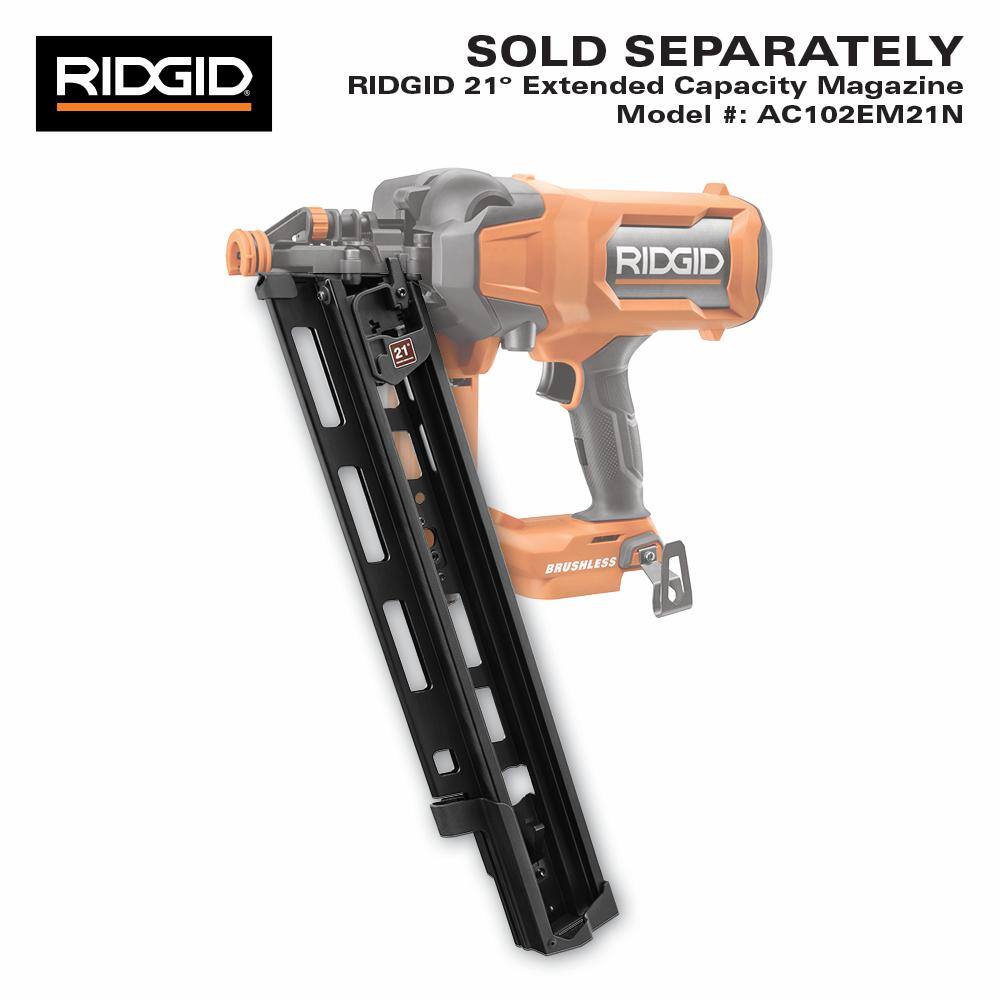 RIDGID 18V Brushless Cordless 21 3-12 in. Framing Nailer with 18V 6.0 Ah MAX Output Lithium-Ion Battery R09894B-AC840060