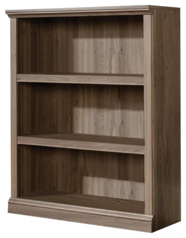 Bowery Hill Rectangular 3 Shelf Transitional Wood Bookcase in Salt Oak   Transitional   Bookcases   by Homesquare  Houzz