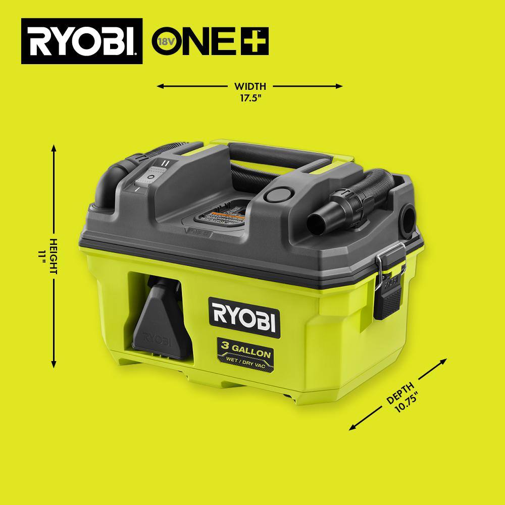 RYOBI ONE+ 18V LINK Cordless 3 Gal. WetDry Vacuum Kit with 4.0 Ah Battery and 18V Charger PCL734K