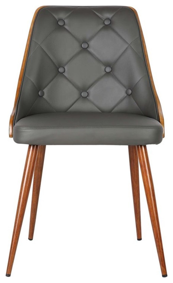 Armen Living Lily Modern Leather Dining Chair in Walnut Wood and Black   Midcentury   Dining Chairs   by Homesquare  Houzz