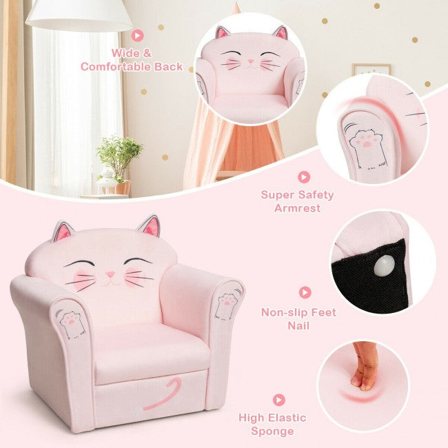 Kids Cat Sofa Children Armrest Couch Toddler Chair Furniture For Boys Girls Gift