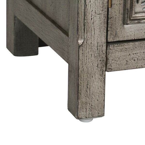 Westridge Wirebrushed Gray White Worn Wood 3 Door Accent Cabinet