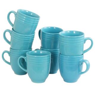 GIBSON HOME Plaza Cafe 15oz Mug Set in Turquoise Set of 8 986105036M